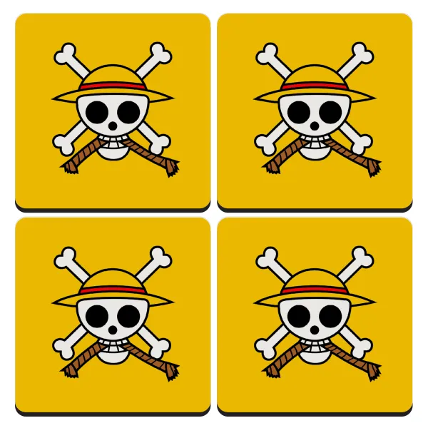 Onepiece skull — Σουβέρ ξύλινα τετράγωνα (9cm)