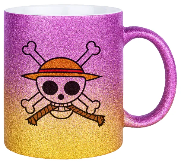 Onepiece skull — Κούπα Χρυσή/Ροζ Glitter, κεραμική, 330ml