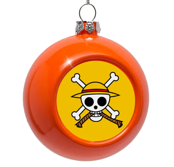 Onepiece skull — Στολίδι Χριστουγεννιάτικη μπάλα δένδρου Πορτοκαλί 8cm