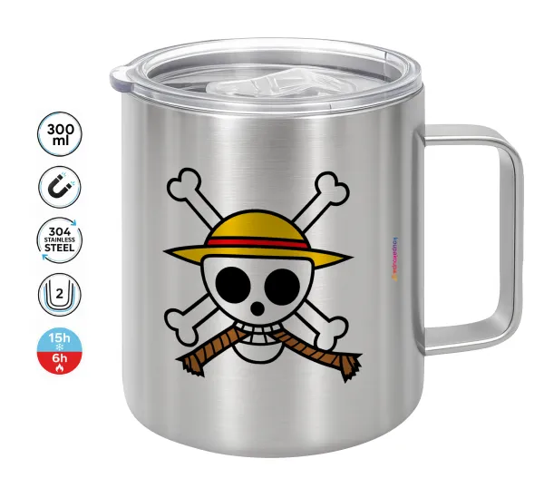 Onepiece skull — Double-walled stainless steel mug 300ml with temperature-retaining lid