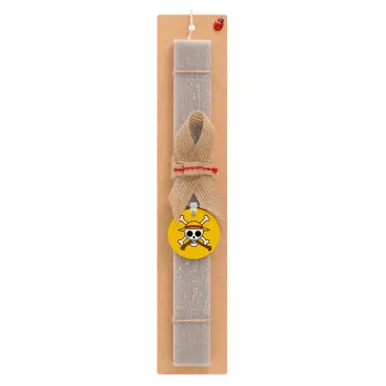 Onepiece skull, Easter Set, wooden keychain & scented Easter candle flat (30cm) (GRAY)