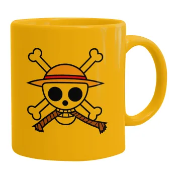 Onepiece skull, Κούπα, κεραμική κίτρινη, 330ml