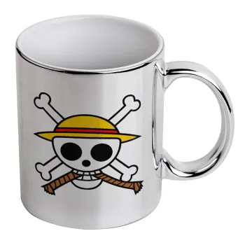 Onepiece skull, Mug ceramic, silver mirror, 330ml