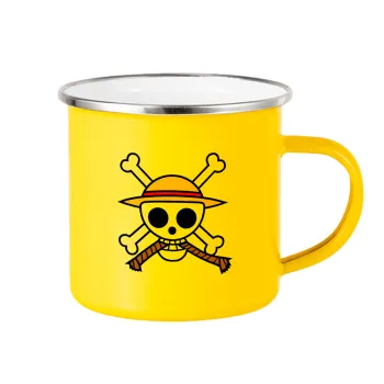 Onepiece skull, Yellow Enamel Metallic Cup 360ml