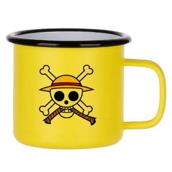 Onepiece skull, Κούπα Μεταλλική εμαγιέ ΜΑΤ Κίτρινη 360ml