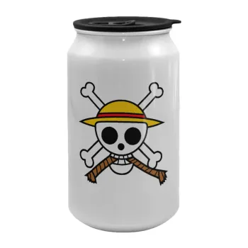 Onepiece skull, Κούπα ταξιδιού μεταλλική με καπάκι (tin-can) 500ml