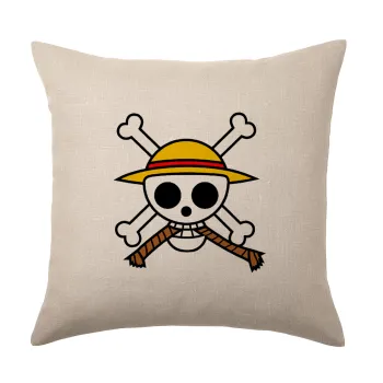 Onepiece skull, Μαξιλάρι καναπέ ΛΙΝΟ 40x40cm περιέχεται το  γέμισμα