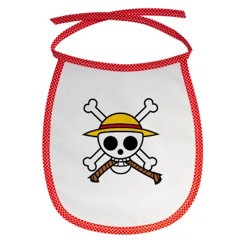 Onepiece skull, Σαλιάρα μωρού αλέκιαστη με κορδόνι Κόκκινη