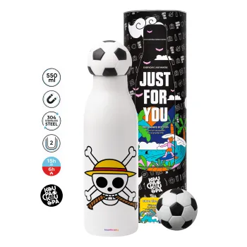 Onepiece skull, Μπάλα ποδοσφαίρου μεταλλικό παγούρι θερμός, διπλού τοιχώματος, 550ml