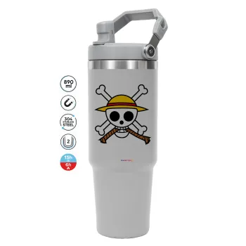 Onepiece skull, ΓΚΡΙ χρώματος Θερμός Ανοξείδωτο 890ml (30oz) με χερούλι