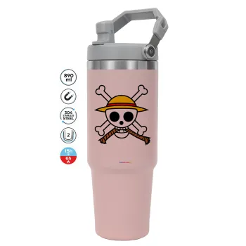 Onepiece skull, ΡΟΖ χρώματος Θερμός Ανοξείδωτο 890ml (30oz) με χερούλι