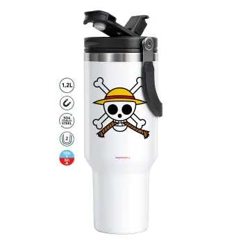 Onepiece skull, Mega Tumbler με καπάκι, διπλού τοιχώματος (θερμό) 1,2L