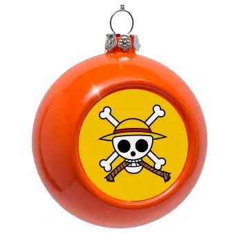 Onepiece skull, Orange Christmas tree ornament bauble 8cm