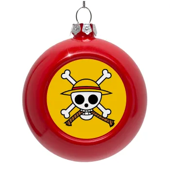 Onepiece skull, Στολίδι Χριστουγεννιάτικη μπάλα δένδρου Κόκκινη 8cm