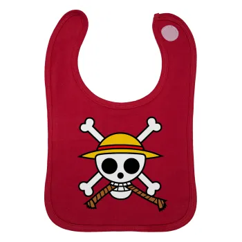 Onepiece skull, Σαλιάρα με Σκρατς Κόκκινη 100% Organic Cotton (0-18 months)