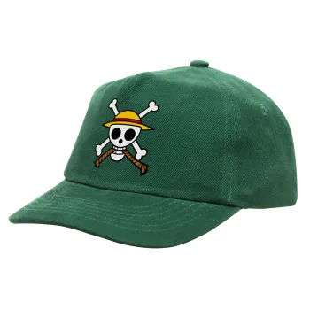 Onepiece skull, Children's Baseball Cap, 100% Cotton Drill, GREEN (COTTON, CHILDREN'S, ONE SIZE)