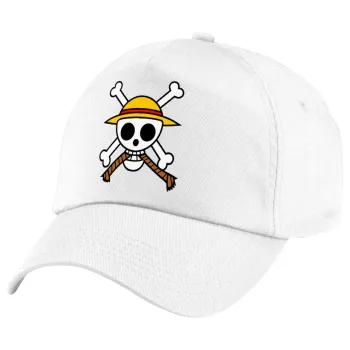Onepiece skull, Καπέλο παιδικό Baseball, 100% Βαμβακερό Twill, Λευκό (ΒΑΜΒΑΚΕΡΟ, ΠΑΙΔΙΚΟ, UNISEX, ONE SIZE)