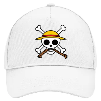 Onepiece skull, Καπέλο Ενηλίκων Baseball, Drill, Λευκό (100% ΒΑΜΒΑΚΕΡΟ, ΕΝΗΛΙΚΩΝ, UNISEX, ONE SIZE)