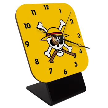 Onepiece skull, Quartz Wooden table clock with hands (10cm)