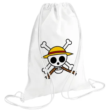 Onepiece skull, Backpack pouch GYMBAG white (28x40cm)