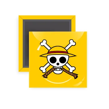 Onepiece skull, Μαγνητάκι ψυγείου τετράγωνο διάστασης 5x5cm