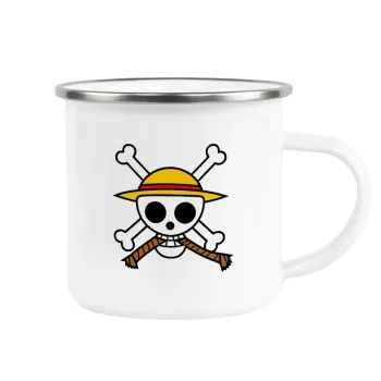 Onepiece skull, Κούπα Μεταλλική εμαγιέ λευκη 360ml