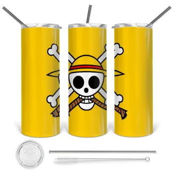 Onepiece skull, Tumbler stainless steel 600ml, with metal straw & cleaning brush