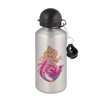 Barbie γοργόνα , Μεταλλικό παγούρι νερού, Ασημένιο, αλουμινίου 500ml