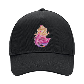 Barbie mermaid , Adult Ultimate Hat BLACK, (100% COTTON DRILL, ADULT, UNISEX, ONE SIZE)