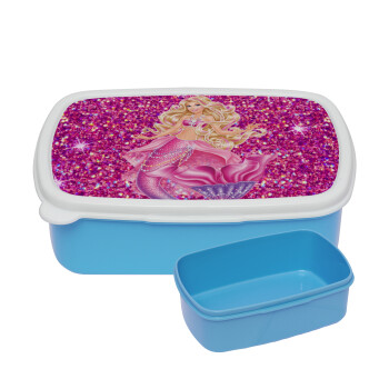 Barbie mermaid , ΜΠΛΕ παιδικό δοχείο φαγητού (lunchbox) πλαστικό (BPA-FREE) Lunch Βox M18 x Π13 x Υ6cm