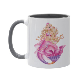 Barbie mermaid , Mug colored grey, ceramic, 330ml