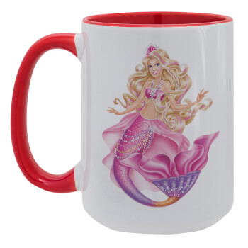 Barbie γοργόνα , Κούπα Mega 15oz, κεραμική Κόκκινη, 450ml