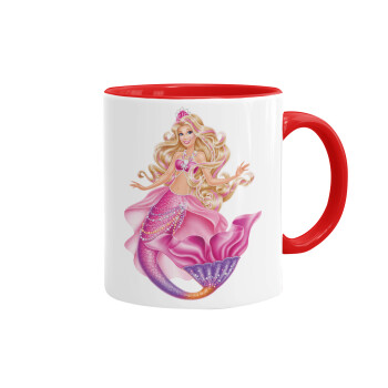 Barbie mermaid , Mug colored red, ceramic, 330ml