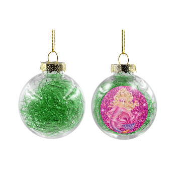 Barbie γοργόνα , Χριστουγεννιάτικη μπάλα δένδρου διάφανη με πράσινο γέμισμα 8cm