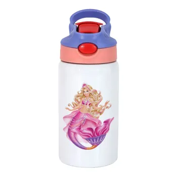 Barbie γοργόνα , Παιδικό παγούρι θερμό, ανοξείδωτο, με καλαμάκι ασφαλείας, ροζ/μωβ (350ml)