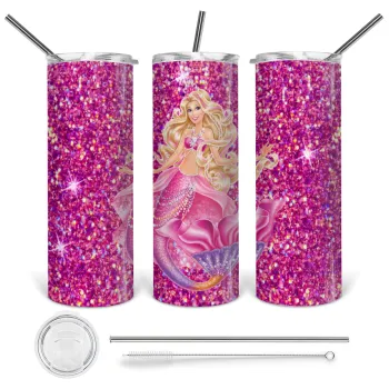 Barbie mermaid , Tumbler stainless steel 600ml, with metal straw & cleaning brush