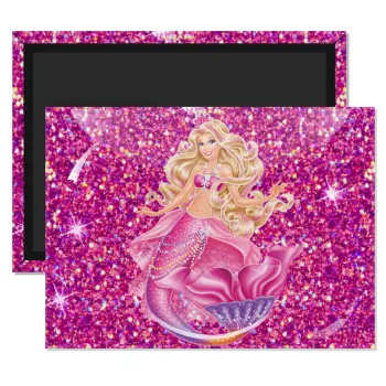 Barbie γοργόνα , Ορθογώνιο μαγνητάκι ψυγείου διάστασης 9x6cm