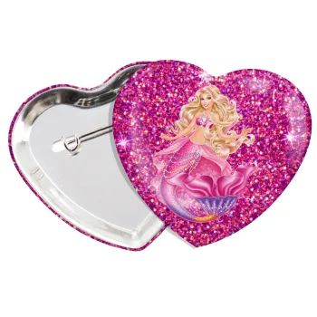 Barbie γοργόνα , Κονκάρδα παραμάνα καρδιά (57x52mm)
