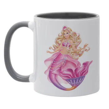 Barbie γοργόνα , Κούπα χρωματιστή γκρι, κεραμική, 330ml