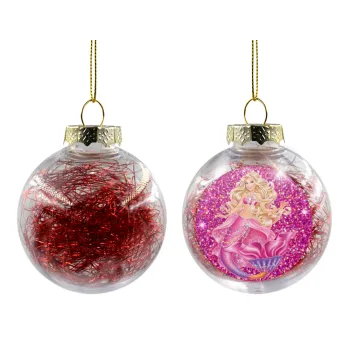 Barbie mermaid , Transparent Christmas tree ball ornament with red filling 8cm