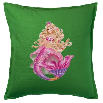 Barbie γοργόνα , Μαξιλάρι καναπέ Πράσινο 100% βαμβάκι, περιέχεται το γέμισμα (50x50cm)