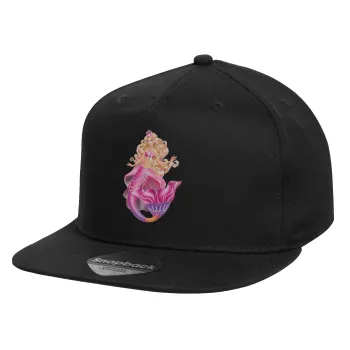 Barbie γοργόνα , Καπέλο παιδικό Flat Snapback, Μαύρο (100% ΒΑΜΒΑΚΕΡΟ, ΠΑΙΔΙΚΟ, UNISEX, ONE SIZE)