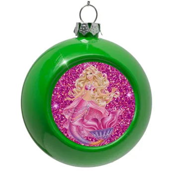 Barbie mermaid , Green Christmas tree ornament bauble 8cm