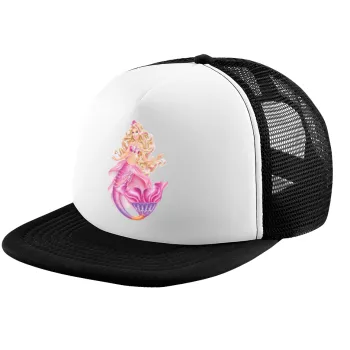 Barbie mermaid , Child's Soft Trucker Hat with BLACK/WHITE Mesh (POLYESTER, CHILD, ONE SIZE)