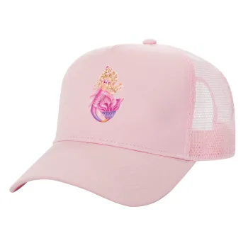 Barbie γοργόνα , Καπέλο Ενηλίκων Structured Trucker, με Δίχτυ, ΡΟΖ (100% ΒΑΜΒΑΚΕΡΟ, ΕΝΗΛΙΚΩΝ, UNISEX, ONE SIZE)