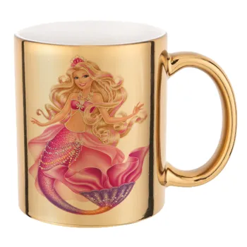 Barbie mermaid , Mug ceramic, gold mirror, 330ml