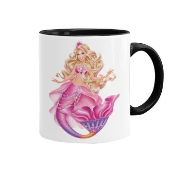 Barbie mermaid , Mug colored black, ceramic, 330ml
