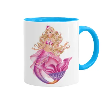 Barbie mermaid , Mug colored light blue, ceramic, 330ml