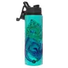 Metallic water bottle with safety lid, 850ml aluminum