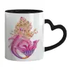 Mug heart black handle, ceramic, 330ml